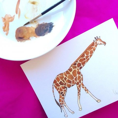 giraffe watercolor by elena calonje